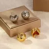 Stud Earrings Gold Color Stainless Steel Ball For Women Jewelry Anti Allergy Metal Beads Ear Gift Accessories