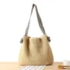 Naval Style Versatile Grass-woven Bag, Knotted Strap Vacation Unique Woven Bag, Woven Beach Bag, Vacation Single Shoulder Bag