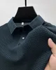 Highend Ice Seide Elastic Polo Shirt Summer T -Shirt Trend atmungsaktives Herrenkleidungsgeschäft Kurzarm Luxus Top 240326