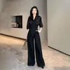 Black Design WideLeg Pants Womens Slimming Suit Pant Magic High Waist Loose Straight Drooping Mopping Casual Trousers 240402