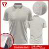 Sommar kortärmad t-shirt män trendig vridning krage polo skjorta pläd tryckta damer pärla mark mesh tunn casual t shirt