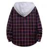 Men's Casual Shirts Men Plaid Splicing Hoodie Mens Fashion Streetwear Classic Flannel Long Sleeve Hooded Shirt Sudaderas Hombre