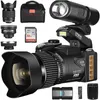Kamera cyfrowa Ganica 3P DSLR z 24x zoom telepo obiektyw Autofocus 1080p Camera 32GB karta 240407
