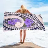 Цветная полинезийская племенная гибискус цветочный пляжный полотенце мягкий песок Бесплатный песок быстро сухой леди, женские детские душе