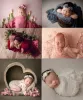 Multifunctionele zachte babyfotografie Props pasgeboren fotografie deken baby foto wraps parels kralen moslimwraps