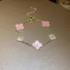 van bracelet Pink Fritillaria Flower Bracelet for Girls Light Luxury Small and Small High end Exquisite and Elegant White Stone Bracelet 2024 New Handicraft