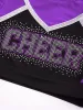 Kids Girls Cheerleading Dance Performance Costume Schoolgirls Cheerleader Cosplay Uniform Long Sleeve Rhinestone Crop Top Skirt