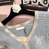 V NOck Magliette Top Women Butterfly Pattern Cardigan Candata corta Maglietta a maglia Knitwear Pearl