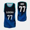 Mens New Slovenia Luka Doncic 77 Basketball Jerseyss Blue Unicersidad Europea 7 Madrid White Jerseys Shirts S-XXL