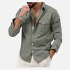 Camisas casuais masculinas Primavera/verão Novo camisa militar de homens de mangas compridas camisas de carga casual camisa de bolso de bolso masculino de bolso 240409