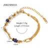 Fashionabla 18k rostfritt stål inlagd pärla och akvamarin droppformad armband armband kvinnors smycken