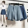 Surmiitro S5XL Plus Size Denim Shorts Women Summer Korean Fashion Loose Wide Leg High midja Korta byxor Jeans Kvinna 240409