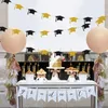 Feestdecoratie zwart goud afstuderen vrijgezel hoed banner papieren cap slinger voor schoolvieringen 2024 hangende decoraties