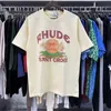 2024SS新しい到着最高品質のrhudeヴィンテージTシャツメンヒップホップrhude女性カップルTシャツ特大ティーファッションシャツメンズ服