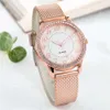 Kobiet zegarków Women Watches Bransoletka luksusowa siatka Bransoletka Inkrustowana Rose Gold Crystal Fashion Nowa 240409