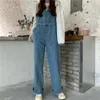 Vintage Denim kombinezon kobiety harajuku luźne streetwear Summer Korean proste swobodne dżinsy na szerokości nogi mody wszystkie dopasowane spodnie 240409