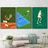 スポーツミニマリストのキャンバスペインティングテニスプレーヤーポスターとプリントリビングルームのモダンな壁アート写真