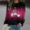 Sweatshirts Nouveau Tshirt décontracté pour femmes Fashion Christmas Print Pullover 2023 AUTOM / HIVER LOBE ROUND COU ROND PLUS TIME TOP