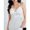 Robes décontractées de base wsevypo chic blanc satin mini robe d'été femme en dentelle de dentelle licrette courte courte élégante vesti