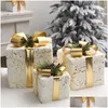 Christmas Decorations Decoration Three-Piece Gift Box Tree Ornaments Luminous Iron Art Home Outdoor Mall 220316 Drop Delivery Garden Dh1Fx