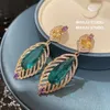 Boucles d'oreilles en peluche pour femmes S925 AIGINES 2024 VINTAGE FEATHER VERT ARTIFICIAL EMERAMD TOP TOB TABIY FINE BIELLY DROP