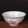 Decorative Figurines Chinese Pink Enamel Porcelain Qing Kangxi Flowers Design Bowl 5.90 Inch