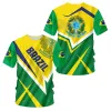 Sommarsport snabbtorkande brasiliansk stil kortärmad t-shirt personlig herr 3D-tryck fotbollsrike rund nacke