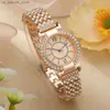 Wristwatches Ladies 2023 New Luxury Diamond Set Branded Quartz Casual Stainless Steel Womens Bracelet Dress Clock es240409