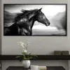 2023 Nowy czarno -biały konia konia sztuka ścienna zdjęcie płócienne malowanie dekoracyjne plakat dekoracje ścienne dekoracje ścienne