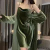 Home Clothing Velour Robe Gown Set Woman Sleepwear Nightdress Nightgown Spring Lace Kimono Bathrobe Suit Casual Female Loungewear