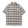 Herren lässige Hemden Mann Hemd Trasel Edge Schaden Design Plaid kurzärmelige Männer trendy lose japanische Sommerhälfte