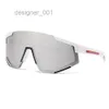 Designer Shield Solglasögon Vit Visir Red Stripe Mens Women Cycling Eyewear Men mode polariserade utomhussport som kör glasögon med paket 07ZK