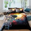 Astronaut Duvet Cover -Set Astronaut spielen Gitarrenbettwäsche Set Teen Boys Kinder Galaxy Stars im Weltraum Polyesterdeckel Cover