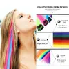 18 Clip ombre synthétique coloré dans les cheveux One Piece Long Long Raide Rainbow 22 pouces Party Highlights Extensions for Women Kids Girls