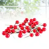 Dekorative Blumen 100 PCs Hauszubehör Rote falsche Beeren Beeren kleine Früchte künstliche Weihnachtskirsche