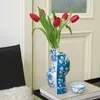 Vases Blue White Porcelain Chinese Style Living Room Originality Ikebana Arrangement Bottle TV Cabinets Home Decorations