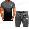 Herrspår 2024 Nya herr fashionabla sportkläder sommarkläder Mens Wear Short Slved T-shirt och shorts Snabbtorkning 2-stycken S T240409