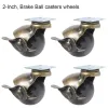 4pcs 2 inches 50mm Bearing Capacity 30kg Black Trolley Wheels Caster Rubber Swivel Casters for Office Chair Sofa Platform