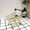 Opslagflessen Kar Golden Mini Shopping Beauty Sponge Holder Trolley Toy Ornamens Carts Iron Delicate Child