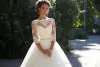 Abito da sposa modesto bateau perle perle in pizzo in tulle Appliques 2024 abiti da sposa bohémien a maniche lunghe su misura abiti da sposa a-line