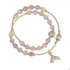 Perles de cristal de mode coréen perlées Bracelet à double bracelet Double Tempérament sucré frais Accessoires uniques pour les femmes Gift DhNTP