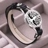 Tree of Life Aromatherapy Bracelet Essential Oil Diffuser Perfume Jewelry Locket Multilayer Leather Wristbands Couple Bracelet