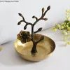 Decorative Figurines Handmade Brass Plate Plum Branch Jewelry Tray Rack Dried Fruit Snack Storage Home Decoration