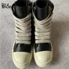 Boots Black Street 2022SS x Runner Ramones Gétille en cuir Megalace Big Shoelace tpu Sole Bottes de baskets