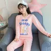 Home Clothing 2024 Autumn Cotton V-neck Pajama Sets For Women Long Sleeve Pyjama Girl Cute Cartoon Homewear Lounge Striped Pants