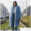 Womens Fur Faux Winter Spring Women Coat Luxury Long Loose Lapel European Overcoat Thick Warm Female P Coats Drop Delivery Apparel CLO DH4XY