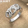 Anelli a grappolo Kaiet 925 Silver Color Hollow Heart 7-10# Ring per le donne Accessori per feste di moda Gioielli