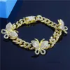 Louiseitys isade ut diamantkvinnor Body Chain Jewelry Rhinestone Cuban Link Anklets Gold Silver Pink Farterfly Armband 304