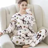 Thuiskleding Jinuo vrouwen winter herfst camouflage print lange mouw tops broek pyjama's pak slaapkleding warm mooie femme pyjama's sets