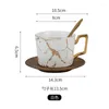 Cups Saucers Light Luxury Creative Nordic Ceramic Coffee Cup Woodiness Plate Set Afternoon Tea Phnom Penh Marble Pattern Mug With Spoon